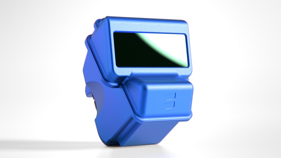 Chunky plastic handheld device with smartphone sized horizonal screen. Chunky plastic handheld device with smartphone sized horizonal screen.