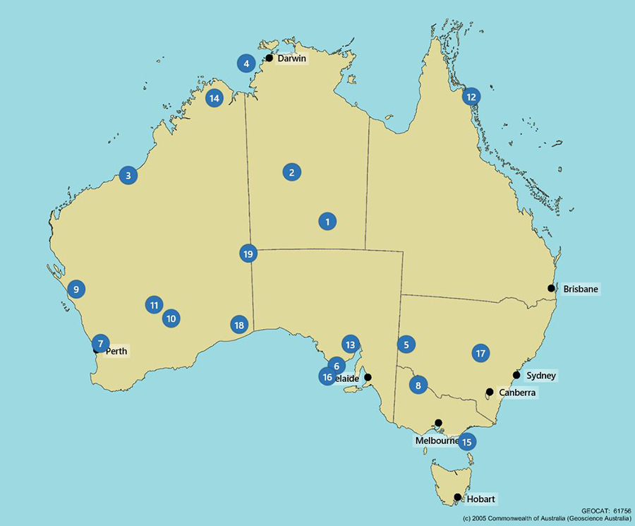 Map of Australia showing location of Major Projects Map of Australia showing location of Major Projects