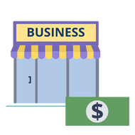 A business shopfront and some banknotes