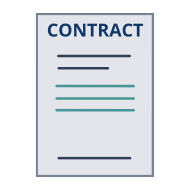 A document with the word contract at the top