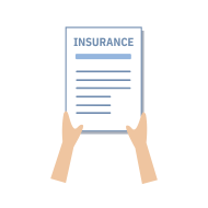 Two hands holding a piece of paper with the word insurance at the top