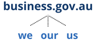 The name 'business.gov.au' with the words 'we', 'our' and 'us' connected to it