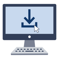 A computer screen showing a download icon
