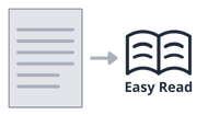 Illustration showing a document being converted into easy read content