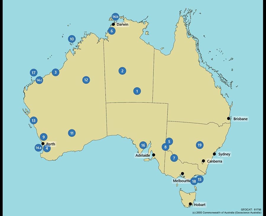 Map of Australia showing location of Major Projects