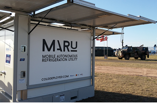 Large metal box with solar panels